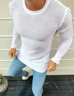 Swetry Męskie>Dstreet Sweter męski ecru WX1603