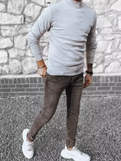 Swetry Męskie>Dstreet Sweter męski jasnoszary WX2020