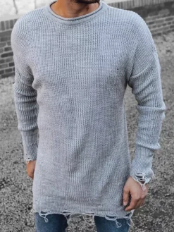 Swetry Męskie>Dstreet Sweter męski jasnoszary WX1963