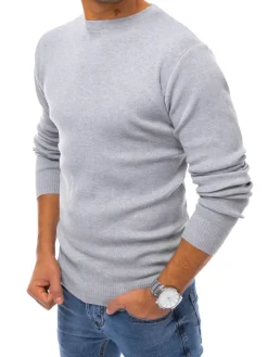 Swetry Męskie>Dstreet Sweter męski jasnoszary WX1715