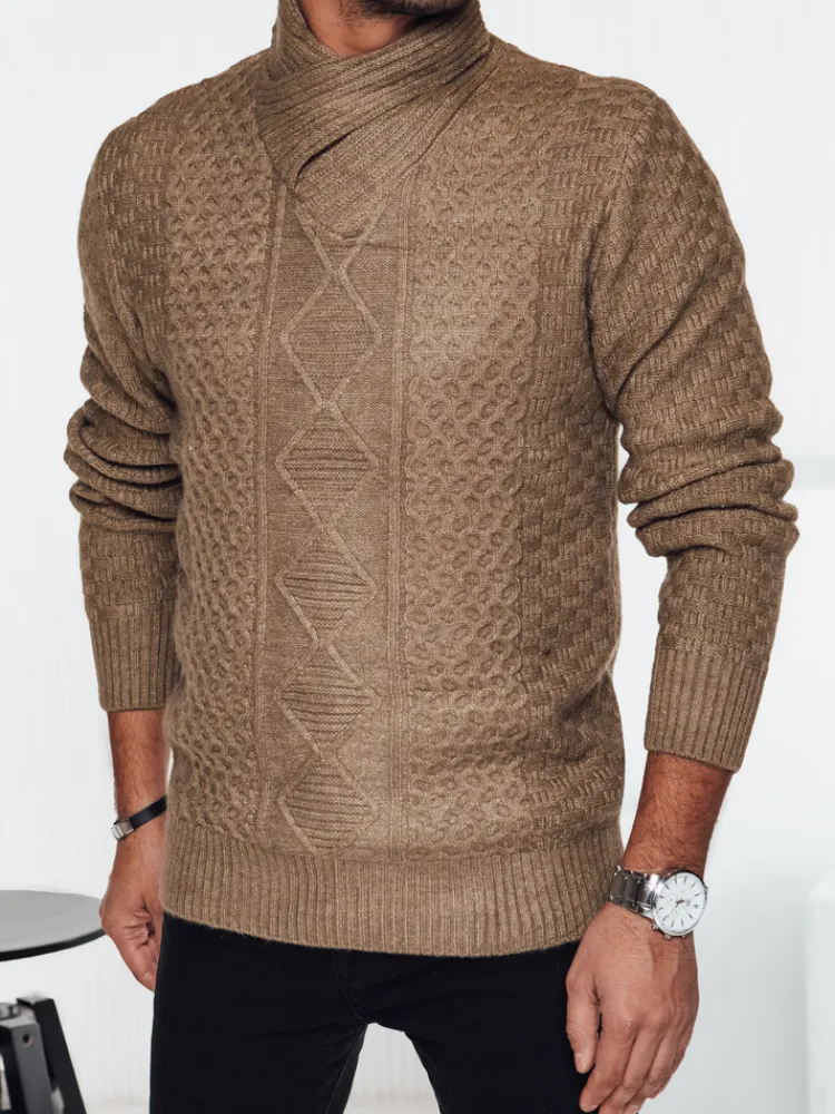 Swetry Męskie>Dstreet Sweter męski kamelowy WX2255