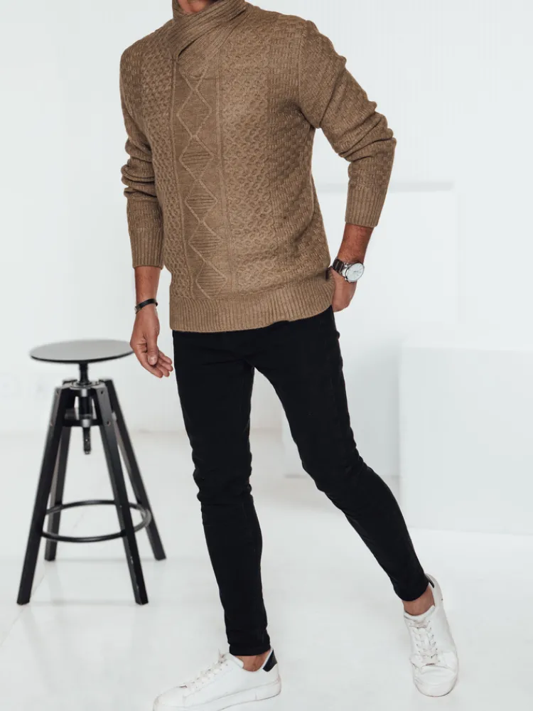 Swetry Męskie>Dstreet Sweter męski kamelowy WX2255