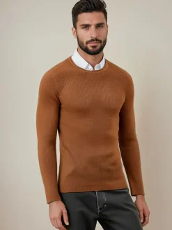 Swetry Męskie>Dstreet Sweter męski kamelowy WX2292