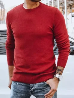 Swetry Męskie>Dstreet Sweter męski klasyczny bordowy WX1933