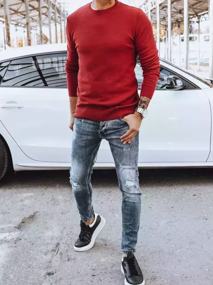 Swetry Męskie>Dstreet Sweter męski klasyczny bordowy WX1933