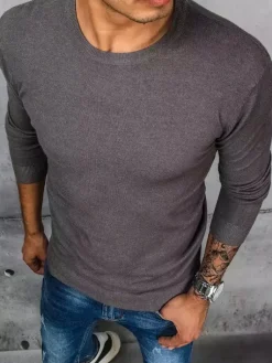 Swetry Męskie>Dstreet Sweter męski klasyczny ciemnoszary WX1922