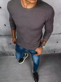 Swetry Męskie>Dstreet Sweter męski klasyczny ciemnoszary WX1922