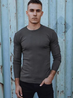 Swetry Męskie>Dstreet Sweter męski klasyczny ciemnoszary WX2225