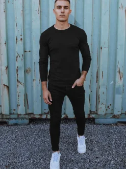 Swetry Męskie>Dstreet Sweter męski klasyczny czarny WX2226