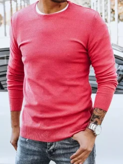 Swetry Męskie>Dstreet Sweter męski klasyczny fuksja WX1934