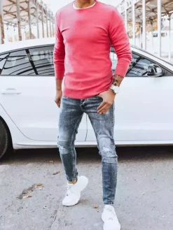 Swetry Męskie>Dstreet Sweter męski klasyczny fuksja WX1934