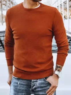 Swetry Męskie>Dstreet Sweter męski klasyczny rudy WX1936