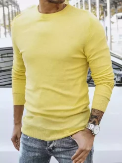 Swetry Męskie>Dstreet Sweter męski klasyczny żółty WX1935