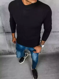 Swetry Męskie>Dstreet Sweter męski półgolf czarny WX1900