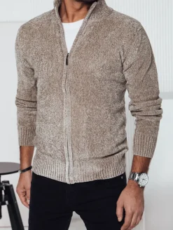 Swetry Męskie>Dstreet Sweter męski rozpinany beżowy WX2228