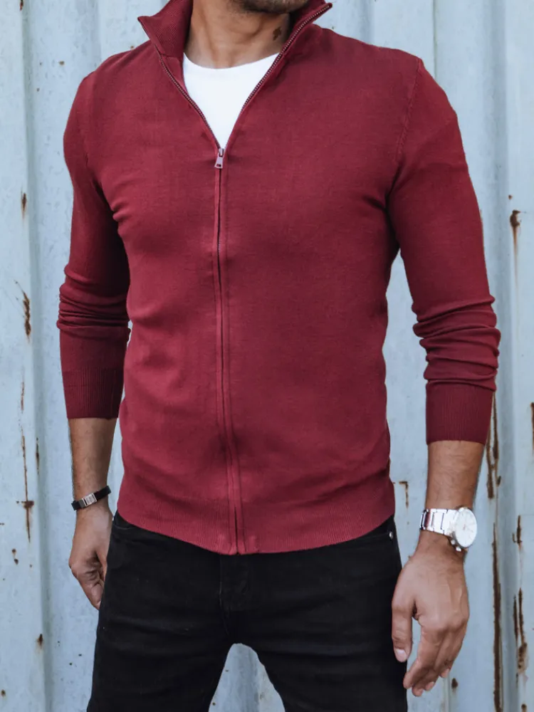 Swetry Męskie>Dstreet Sweter męski rozpinany bordowy WX2215