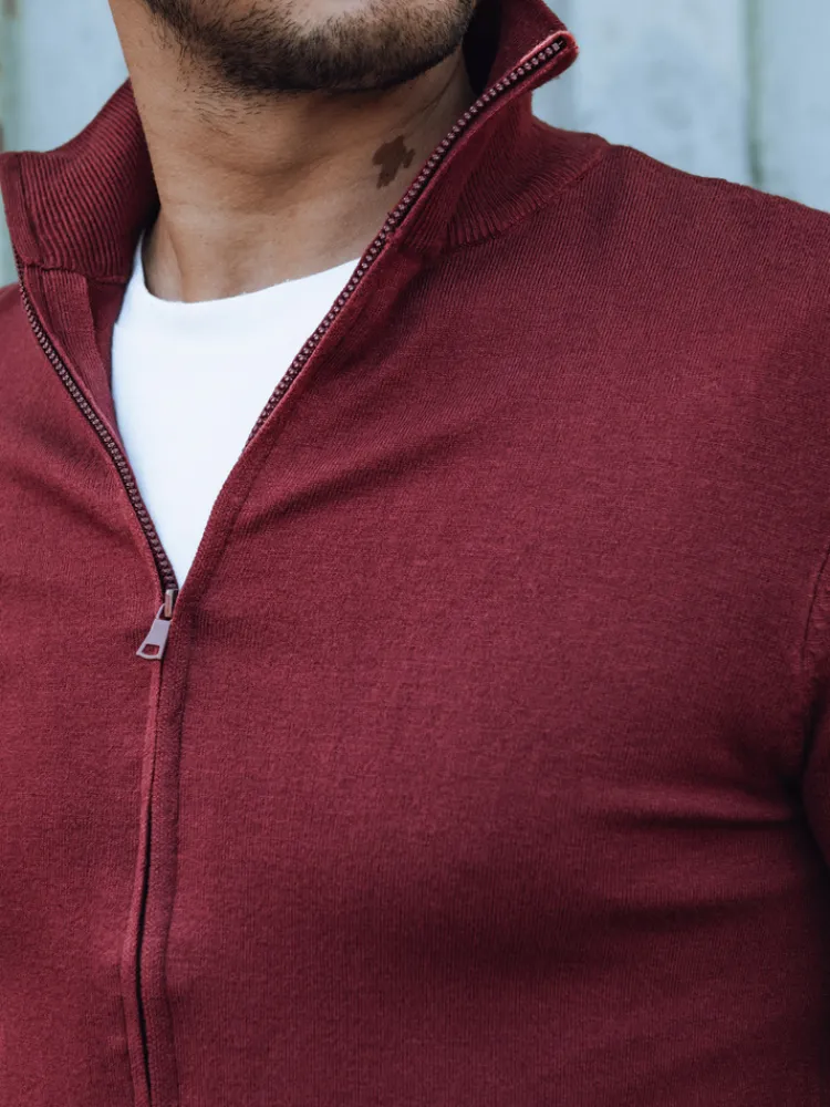 Swetry Męskie>Dstreet Sweter męski rozpinany bordowy WX2215