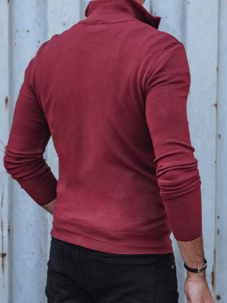 Swetry Męskie>Dstreet Sweter męski rozpinany bordowy WX2215