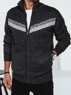 Swetry Męskie>Dstreet Sweter męski rozpinany ciemnoszary WX2260