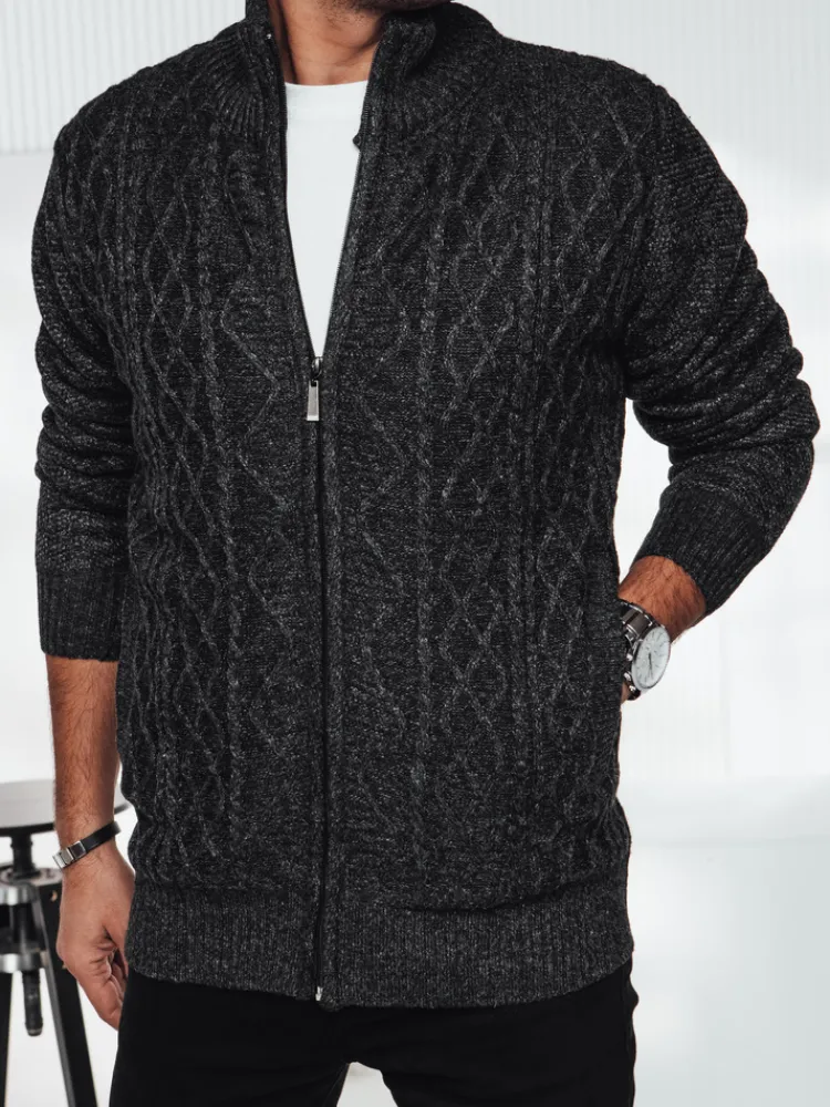 Swetry Męskie>Dstreet Sweter męski rozpinany ciemnoszary WX2252