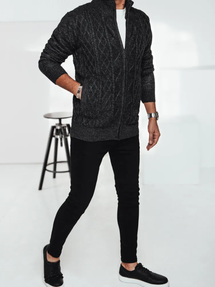 Swetry Męskie>Dstreet Sweter męski rozpinany ciemnoszary WX2252