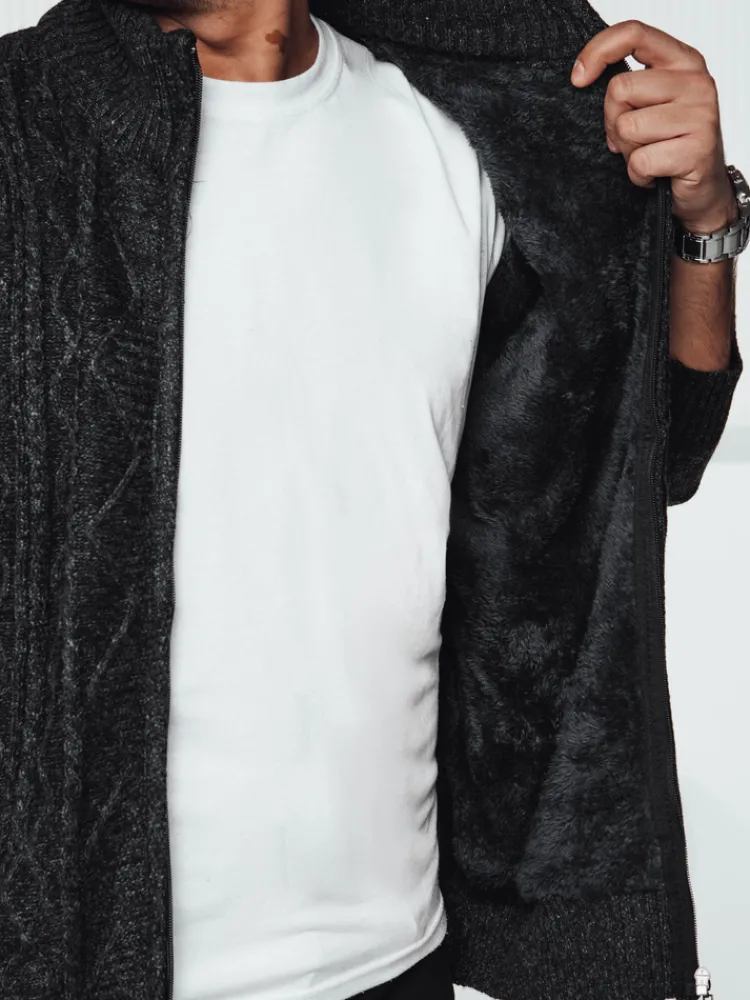 Swetry Męskie>Dstreet Sweter męski rozpinany ciemnoszary WX2252