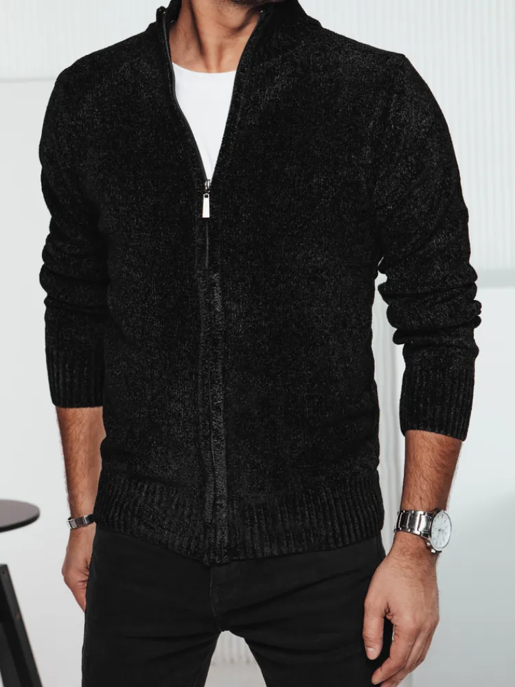 Swetry Męskie>Dstreet Sweter męski rozpinany czarny WX2232