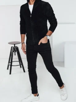 Swetry Męskie>Dstreet Sweter męski rozpinany czarny WX2232