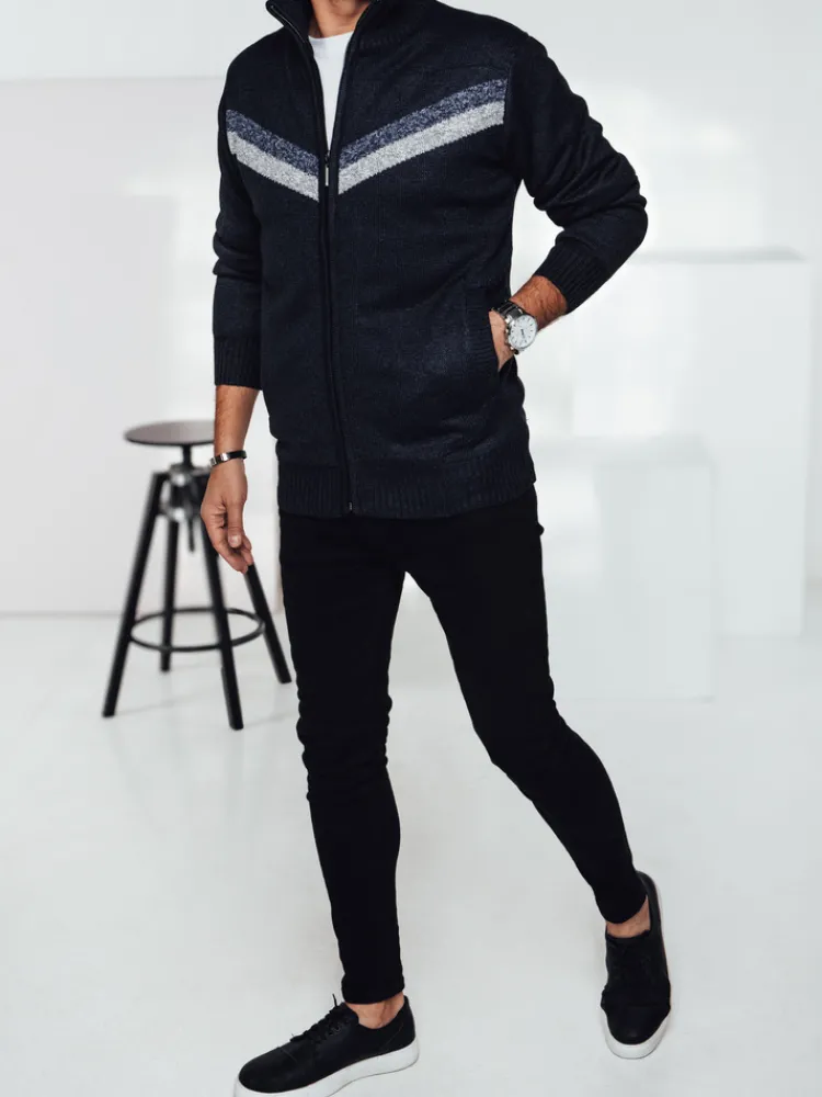 Swetry Męskie>Dstreet Sweter męski rozpinany granatowy WX2259