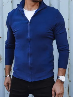 Swetry Męskie>Dstreet Sweter męski rozpinany niebieski WX2217