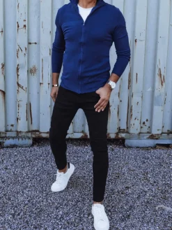 Swetry Męskie>Dstreet Sweter męski rozpinany niebieski WX2217