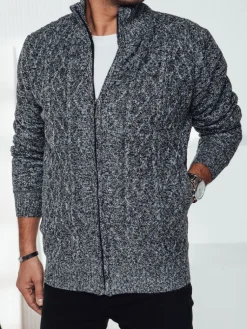 Swetry Męskie>Dstreet Sweter męski rozpinany szary WX2251