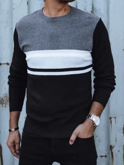 Swetry Męskie>Dstreet Sweter męski szaro-czarny WX2206