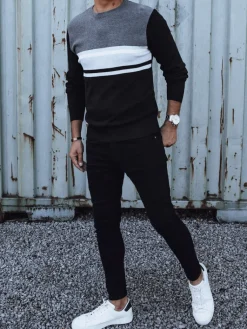 Swetry Męskie>Dstreet Sweter męski szaro-czarny WX2206