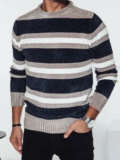 Swetry Męskie>Dstreet Sweter męski w paski granatowy WX2263