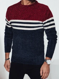Swetry Męskie>Dstreet Sweter męski w paski granatowy WX2229