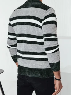 Swetry Męskie>Dstreet Sweter męski w paski szary WX2262