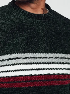 Swetry Męskie>Dstreet Sweter męski w paski zielony WX2280