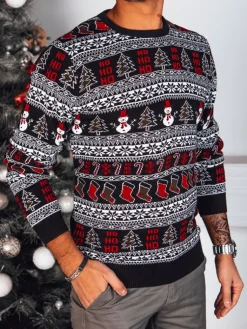 Swetry Męskie>Dstreet Sweter męski świąteczny czarny WX2165