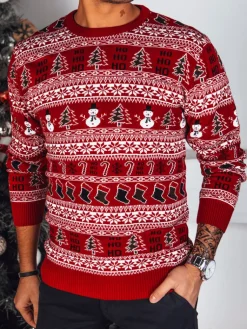 Swetry Męskie>Dstreet Sweter męski świąteczny czerwony WX2164