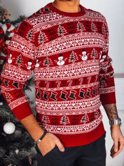 Swetry Męskie>Dstreet Sweter męski świąteczny czerwony WX2164