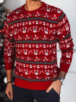 Swetry Męskie>Dstreet Sweter męski świąteczny czerwony WX2161