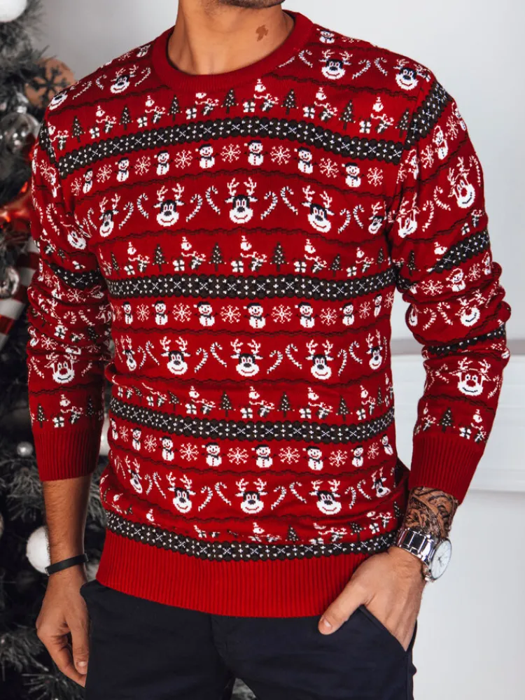 Swetry Męskie>Dstreet Sweter męski świąteczny czerwony WX2161