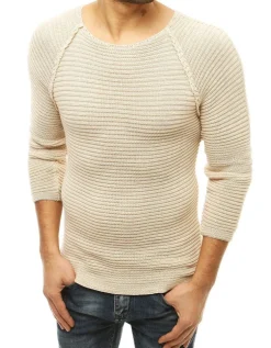 Swetry Męskie>Dstreet Sweter męski wkładany przez głowę beżowy WX1578