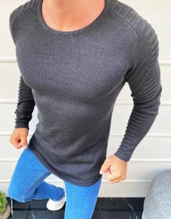 Swetry Męskie>Dstreet Sweter męski wkładany przez głowę antracytowy WX1604