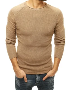 Swetry Męskie>Dstreet Sweter męski wkładany przez głowę beżowy WX1658