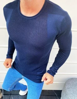 Swetry Męskie>Dstreet Sweter męski wkładany przez głowę granatowy WX1586