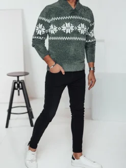 Swetry Męskie>Dstreet Sweter męski zielony WX2270