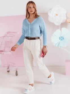 Swetry Damskie>Dstreet Swter damskie one size oversize prążkowany SWEETDREAM niebieski MY2461