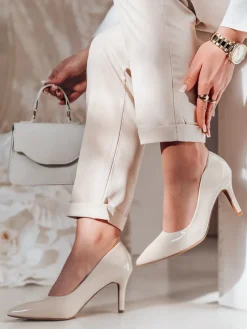 Szpilki>Dstreet Szpilki damskie na obcasie CRANTIK beżowe ZY0746